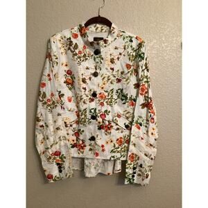 Disney Alice through the Looking Glass White Floral Mandarin Collar Jacket L